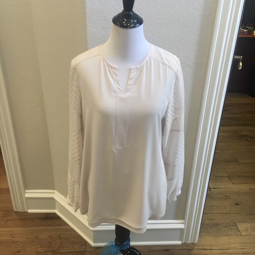 Chico’s Pullover Split Neck Sheer Pattern Sleeve … - image 5